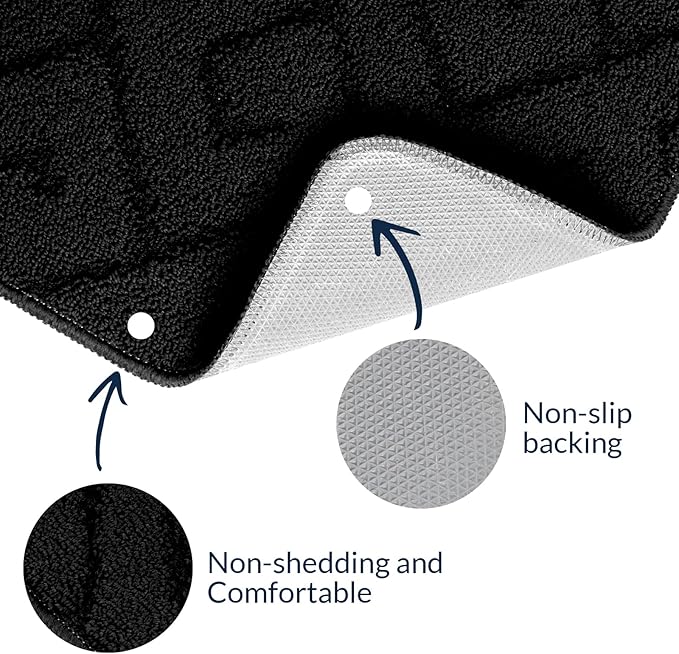 Walensee Indoor Doormat, Front Door Mat for Entrance (32"x48" Black) Machine Washable Entryway Rug, Non Slip Trapper Door Rugs Absorbent Dirt Low Profile Shoes Scraper Inside Floor Mats