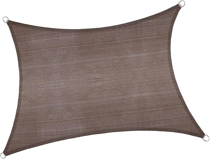 LOVE STORY 13' x 20' Rectangle Brown Sun Shade Sail Canopy UV Block for Outdoor Patio Garden Backyard