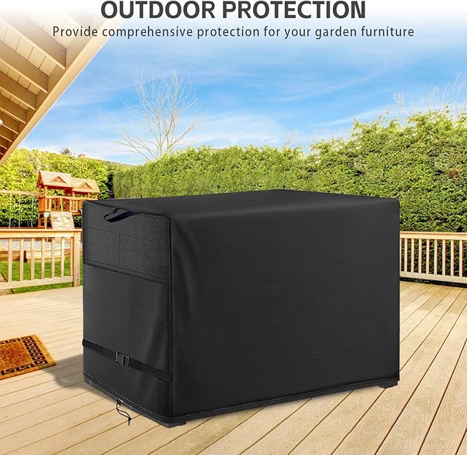 Outdoor Dining Table Cover - Heavy Duty Waterproof Cover for Patio Metal Steel Slat Table, Compatible 64" x 38" Black