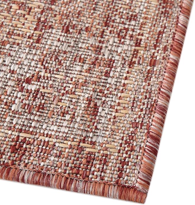 Unique Loom Outdoor Traditional Collection Area Rug - Valeria (9' x 12' Rectangle, Rust Red/ Ivory)
