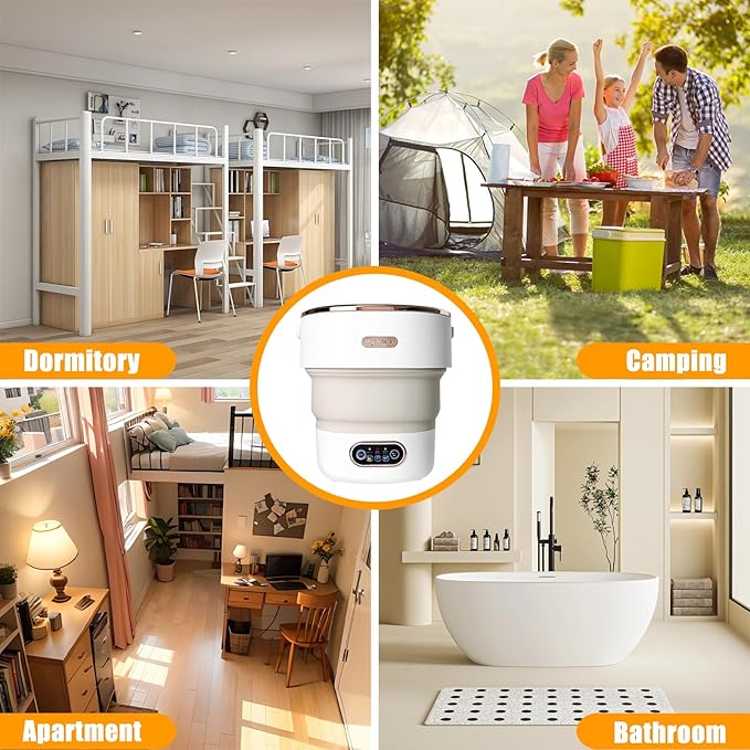 Portable Washing Machine,15L Collapsible Mini Washer with 3 Cleaning Modes Drain Basket Small Foldable Laundry Machine for Travel Camping Dorms RVs Apartments Baby Clothes Underwear Socks Delicates