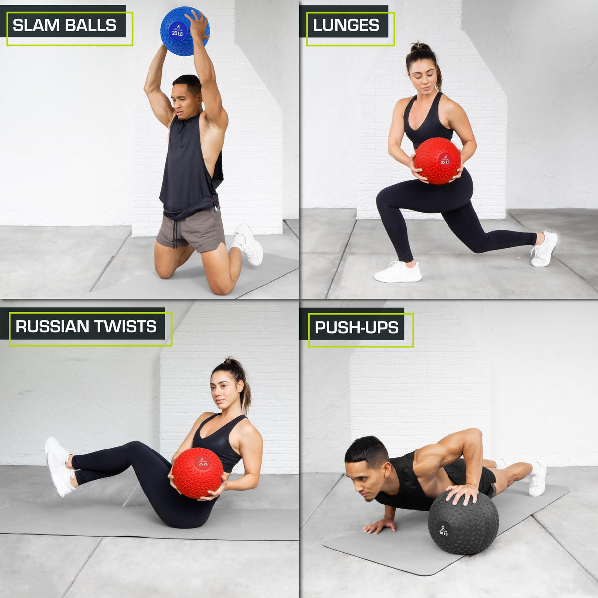 ProsourceFit Slam Medicine Ball, Tread Textured Grip Dead Weight Balls for Strength and Conditioning Exercises, Cardio and Core Workouts, 20lb, Red