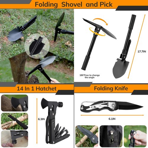 Survival Kit, 250pcs Survival Tools Tactical Gear and Trauma Bag, Survival First Aid Kit with Molle Crossbody Bag & Emergency Tent for Earthquake, Bug Out, Outdoor Adventure, Gifts for Christmas Men