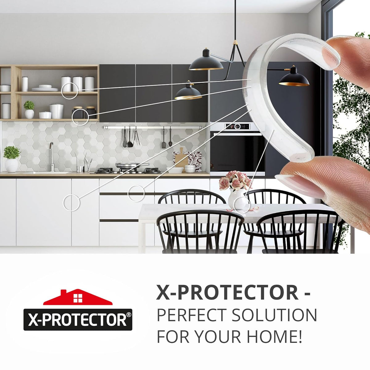 X-Protector Cabinet Door Bumper Strips - 40 PCS - Clear Door Silencer - Premium Cabinet Door Bumpers - Soft Door Slam Stopper - Multi-Purpose Bumpers for Cabinet Doors, Chair Backs, and More!