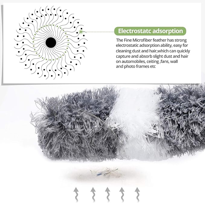 DELUX Microfiber Feather Duster Extendable Duster with 100 inches Extra Long Pole, Bendable Head & Long Handle Dusters for Cleaning Ceiling Fan, High Ceiling, Blinds, Furniture & Cars