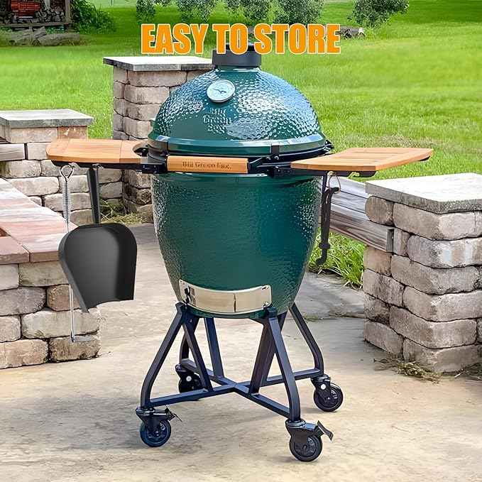 Ash Removal Pan and Ash Tool Poker for Big Green Egg, Kamado Joe, Pit Boss, Louisiana, Grill Dome, Vision Grills, Char-Griller Kamado/Ceramic Grill, w/Universal Cast Iron Cooking Grate Lifter