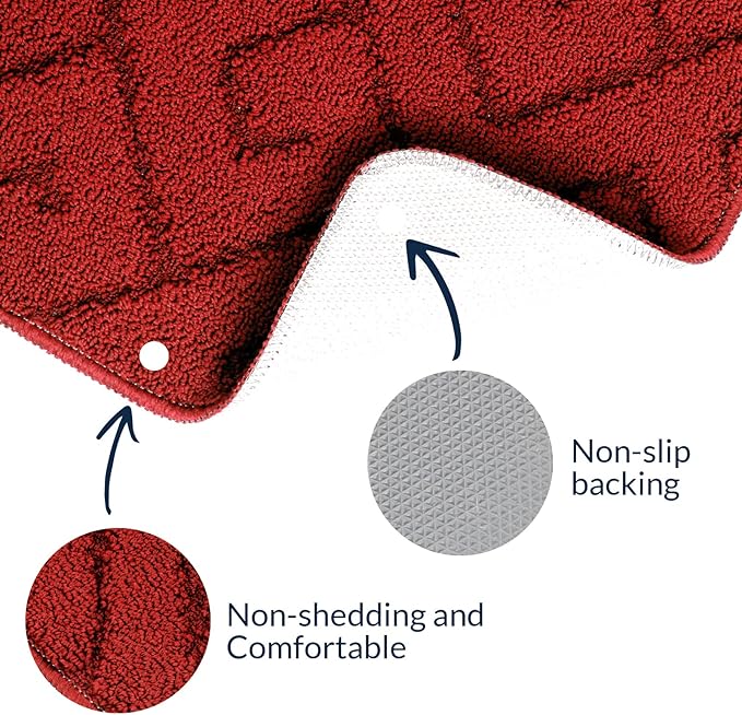 Walensee Indoor Doormat, Front Door Mat for Entrance (36"x59" Red) Machine Washable Entryway Rug, Non Slip Trapper Door Rugs Absorbent Dirt Low Profile Shoes Scraper Inside Floor Mats for Entry