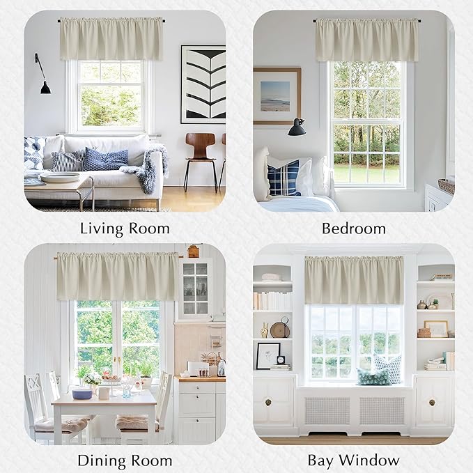 FMFUNCTEX 100% Blackout Valance Curtains