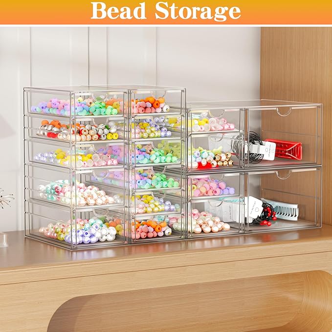 Acrylic Organizer with 6 Drawers, Bathroom Counter Organizer, Makeup Desk Organizers, Office Supplies, Storage Drawers for Cosmetic, Pencil, Coffee