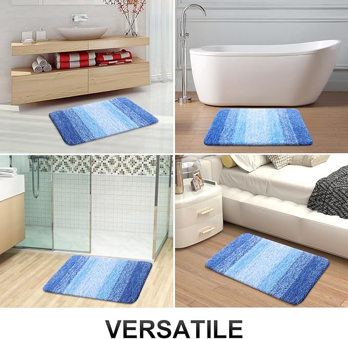 OLANLY Bathroom Rugs Mat 44x32, Extra Soft Absorbent Microfiber Bath Rugs, Rubber Backing, Quick Dry, Washable Bath Mats for Bathroom Floor, Tub and Shower, Home Decor Accessories, Light Royal Blue