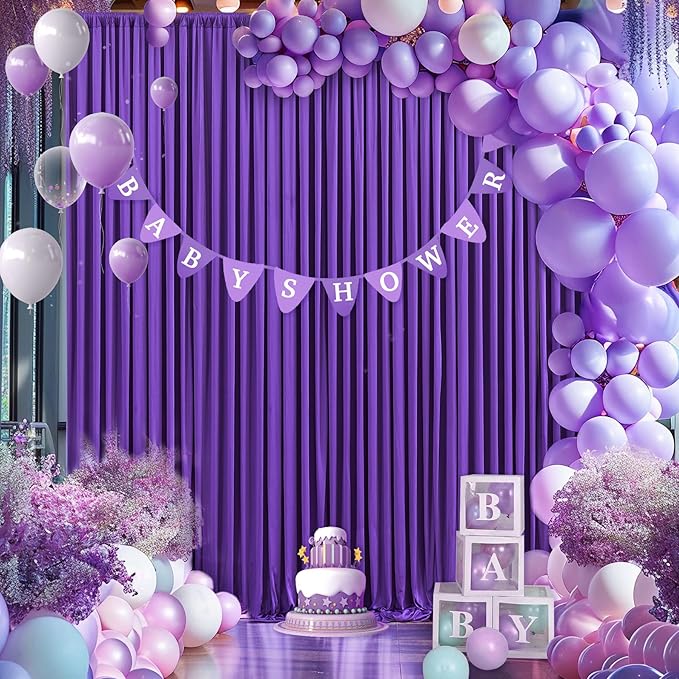 8 Panels Purple Backdrop Curtain for Parties Wedding Wrinkle Free Purple Photo Curtains Backdrop Drapes Fabric Decoration for Birthday Party Photography 40ft(W) x 10ft(H)