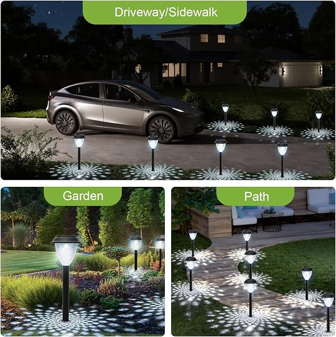 GOODFOEVER Solar Pathway Lights Outdoor, 16 Pack Solar Lights Outdoor Waterproof for Outside, Garden Decor for Yard, Patio, Landscape, Planter, Walkway, Driveway