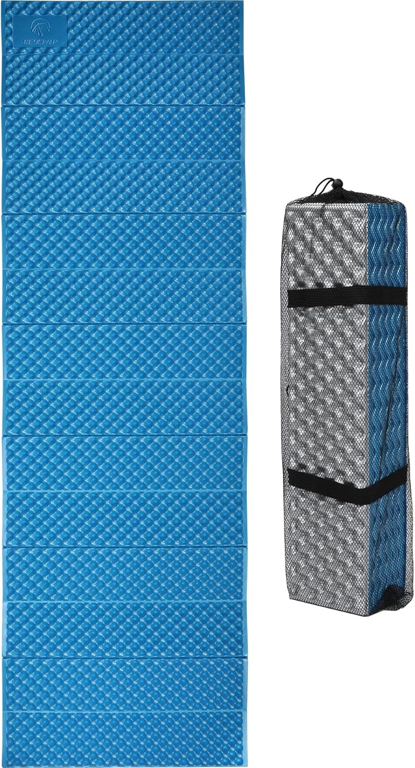 REDCAMP Foldable Foam Camping Pads for Sleeping, Waterproof Closed Cell Foam Camping Sleeping Pad - Ultra-Lightweight for Hiking & Backpacking, R-2.1 Insulated, Royal Blue/Grey/Green/Brown/Khaki