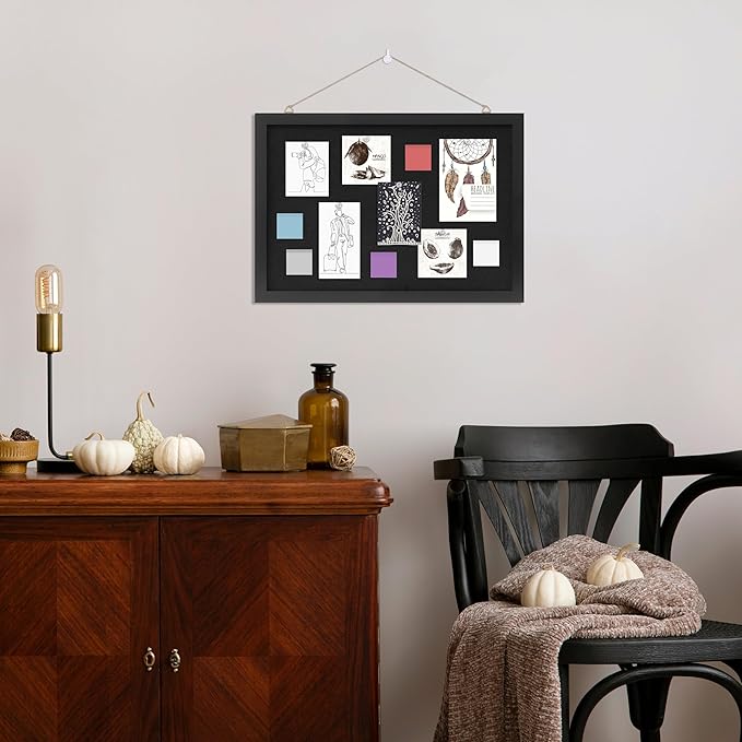 DAHAPYBOO Cork Board with Linen Black, Bulletin Board 17"x12" .Corkboards