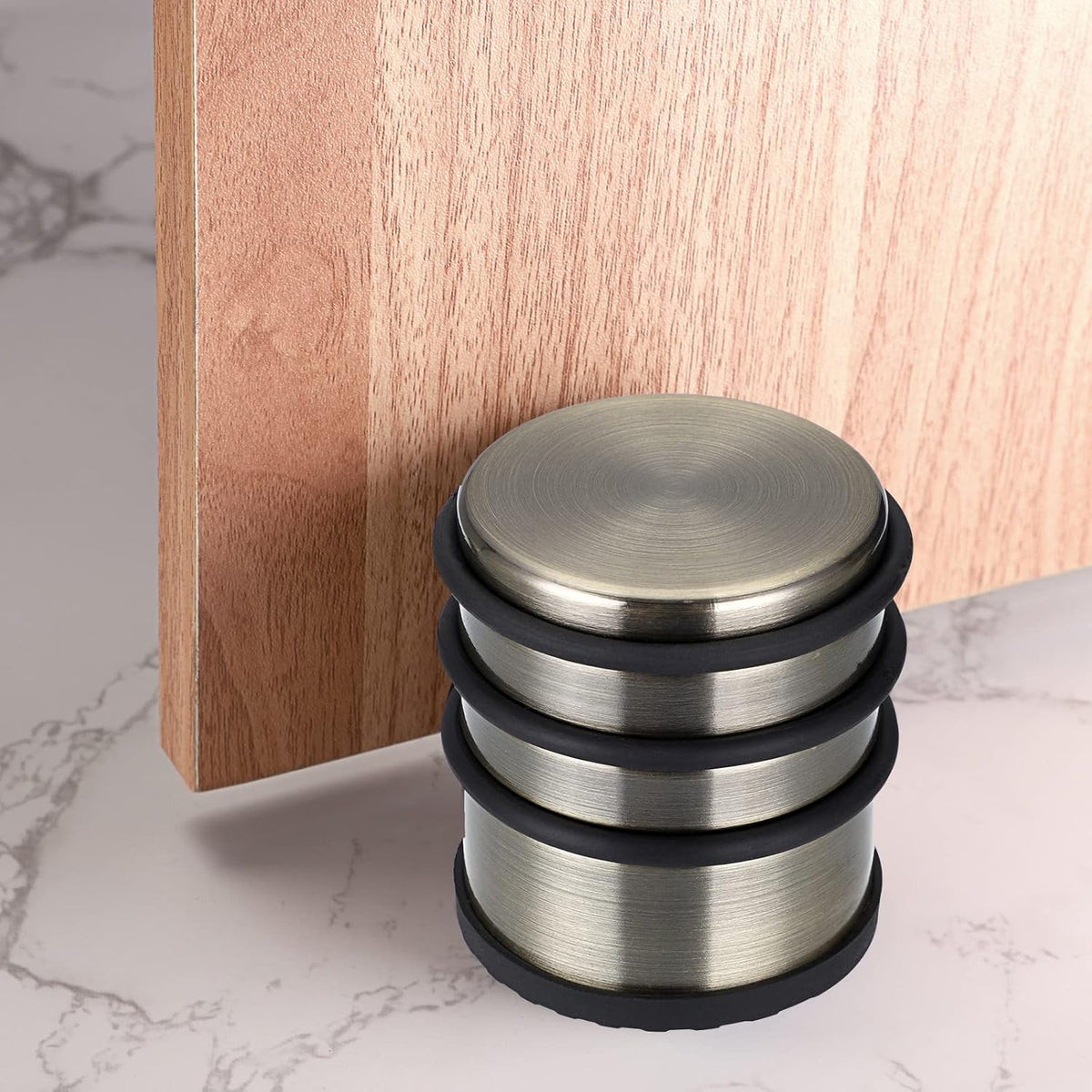 Sumnacon Heavy Duty Floor Door Stopper No Drill - Durability Stainless Steel Door Stop with Anti-Skid Rubber - Decorative Safety Doorstop for Home Office Commercial Industrial Decor, Bronze