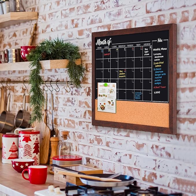 4 THOUGHT Chalkboard Calendar Corkboard Combo