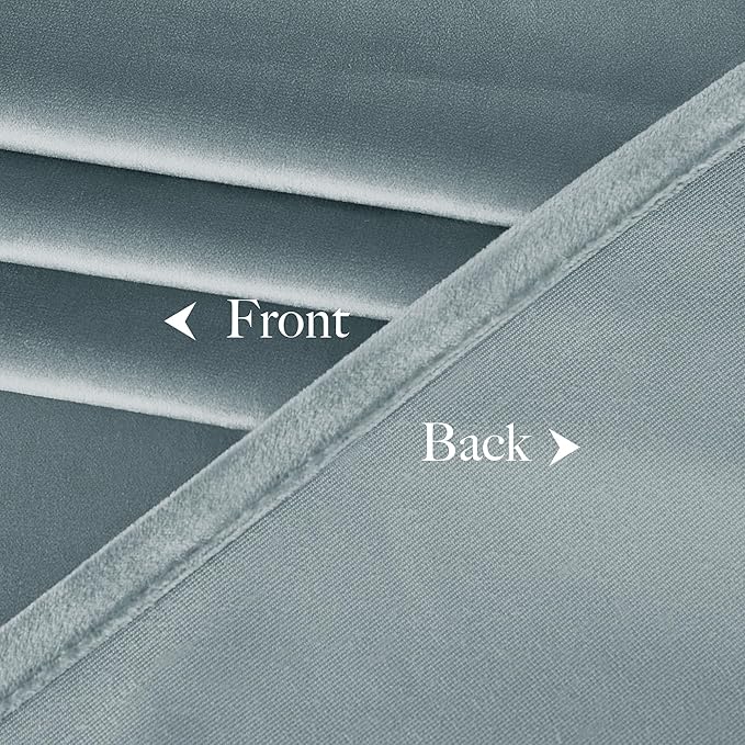 NICETOWN Stone Blue Velvet Room Darkening Curtains, Home Decor Light Blocking