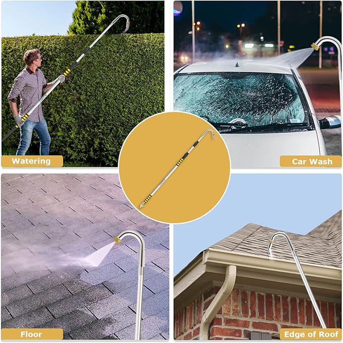 12FT (20ft Reach) Telescopic Gutter Cleaning Tools from The Ground, Rain Gutter Cleaners Tool with Hose Copper Attachment/09