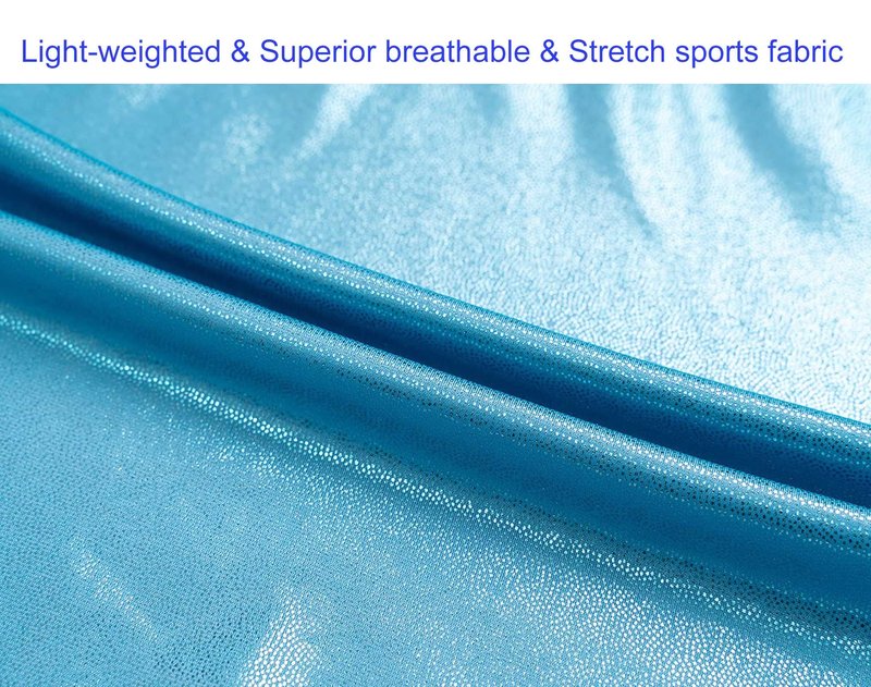 Domusgo Gymnastics Leotards for Girls Size 7-8 Years Old Shiny Solid Blue Sleeveless Biketards with Shorts