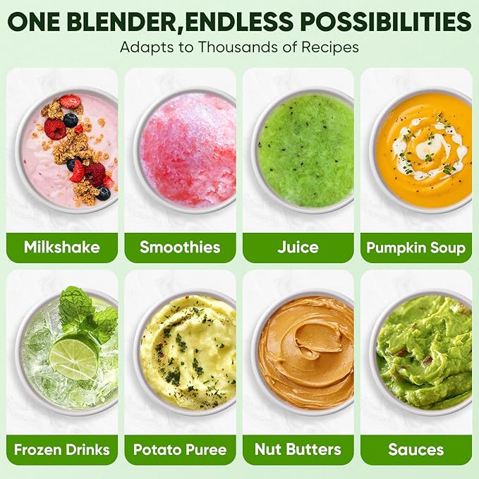 COZII Commercial Blender 2000 Peak Watt, Countertop Blenders for Kitchen,64 Oz Pitcher/21-Oz To-go Cup, 7 Preset Programs for Ice Crush/Frozen Drinks/Nut Butter, High Speed, Dishwasher Safe