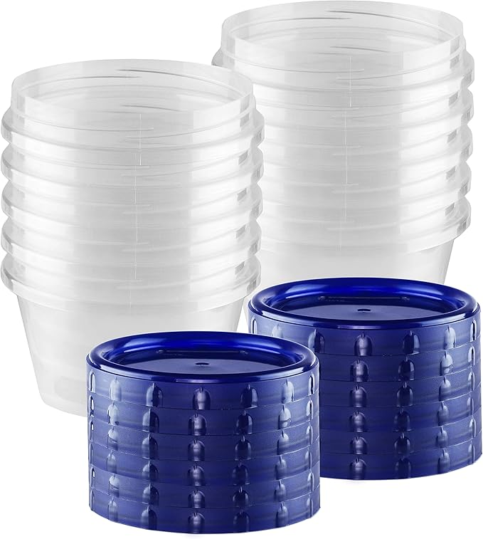 HomeyGear Twist Top Food Deli Containers Screw And Seal Lid 16 Oz Stackable Reusable Plastic Storage Container 12 Pack.