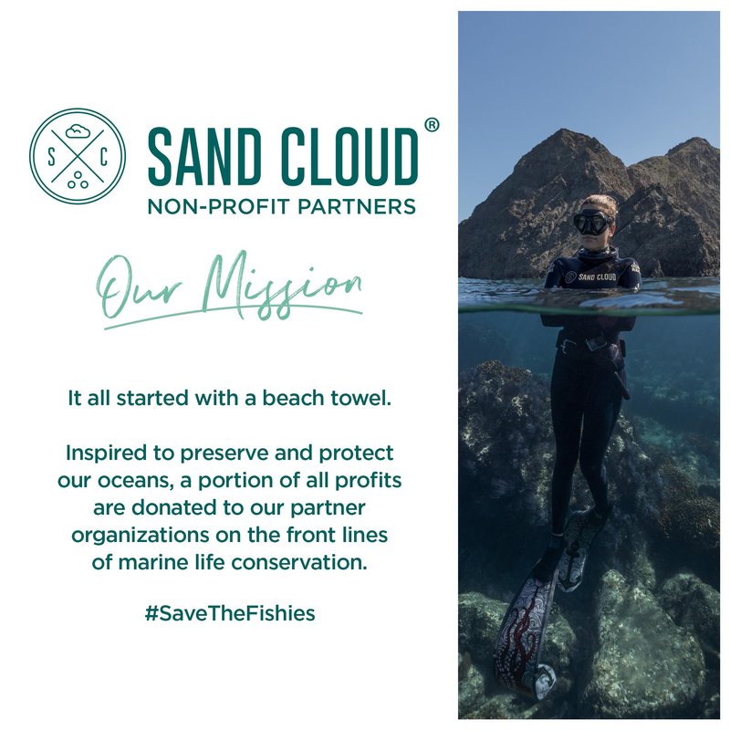 Sand Cloud Large Turkish Beach Towel - Sand Resistant - 100% Organic Turkish Cotton Yarn - Quick Dry Towel for Beach Blanket or Bath - As Seen on Shark Tank - Marine Life (Whale Shark Turquoise)