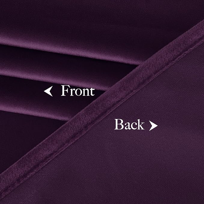 NICETOWN Purple Blackout Velvet Curtains 84 inch Long, Dark Purple