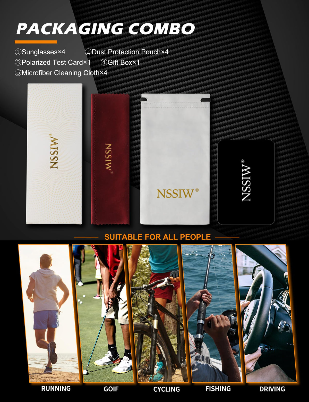 NSSIW Mens-Sunglasses Polarized Sunglasses Men : Classic Sun Glasses with UV Protection for Driving Fishing Golf 4 Packs