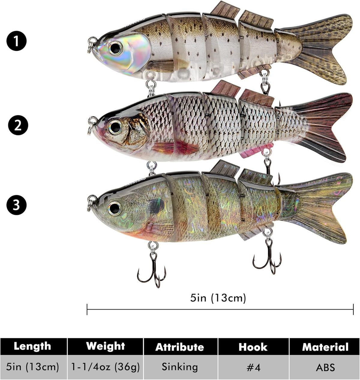 TRUSCEND Swimmax Fishing Lure - Wiggling, Vibrating, Rattling Design with BKK Hook | Heavy-Duty Dyneema Fiber Joint for Bass, Trout, Crappie