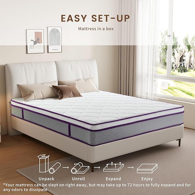 Twin XL Mattress 12 Inch, Memory Foam Mattress with Pocket Spring, Soft & Comfortable Medium Firm, Hybrid Mattresses Twin XL Size Mattresses in a Box for Motion Isolation, Pressure Relief