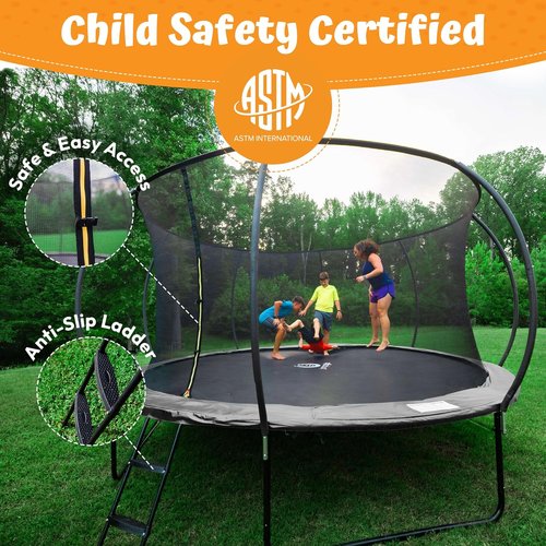 Jumpzylla Trampoline - ASTM Approved Outdoor Trampoline with Enclosure & Ladder | 8FT to 16FT Sizes