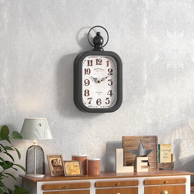 Menterry Small Retro Rectangle Wall Clock