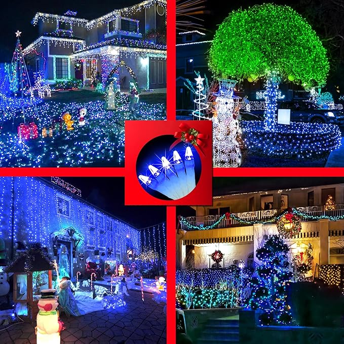 750 LED Christmas Lights Outdoor Use, 246ft 8 Lighting Modes Fairy Lights for Outside, Christmas Tree Lights Outdoor IP44 Waterproof for Xmas Patio Yard Fence Deck Balcony Garden DecorBlue