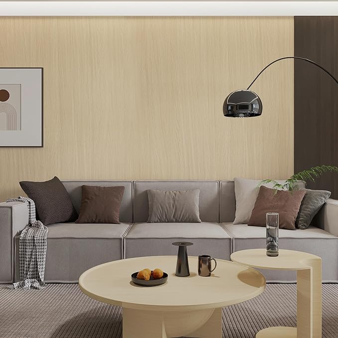 BOMENG White Oak Wood Wallpaper Light Oak Contact Paper Peel and Stick