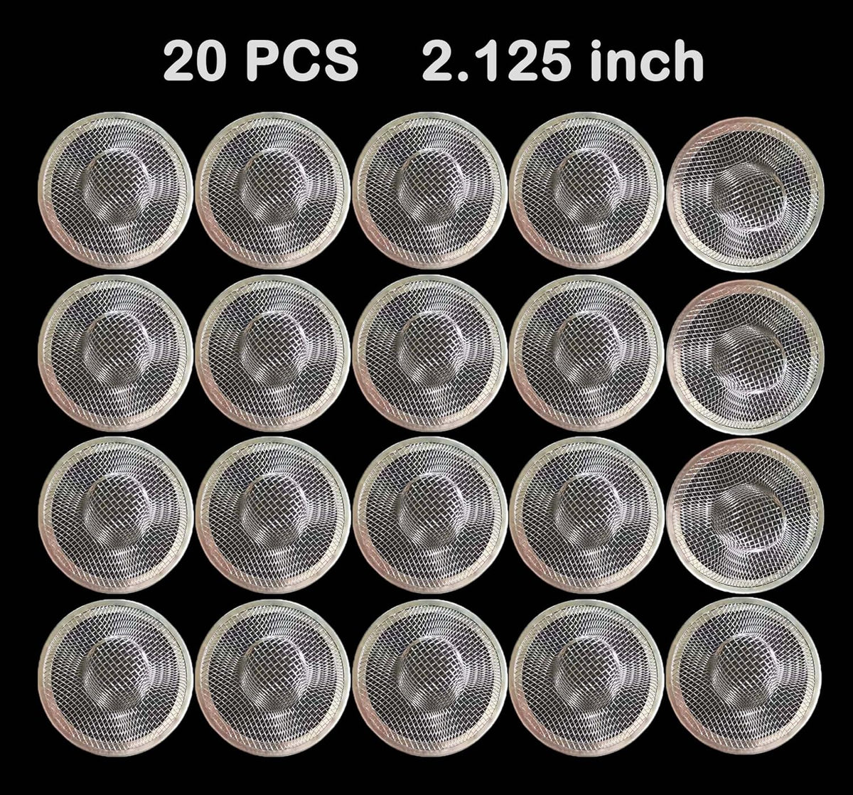 20Pcs Small Drain Mesh Basket, 2.125'' Bathroom Sink Drain Strainer Screen Mesh Sink Strainer Hair Catcher Drain Filter Cover for Bathtub Lavatory RV Laundry Shower Floor Utility Sink Drain