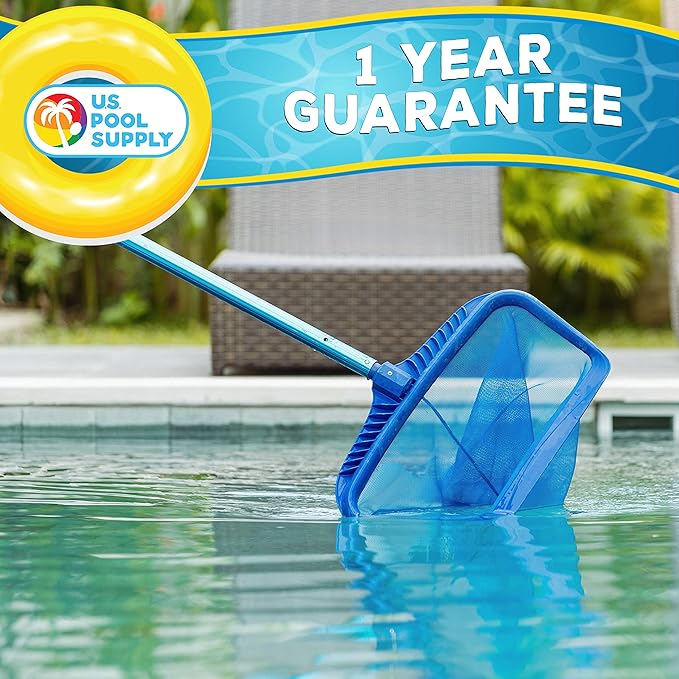 U.S. Pool Supply 12 Foot Swimming Pool Pole Telescopic - Aluminum Pool Skimmer Pole Net, Rake, Brush, Vacuum Head Handle, Attach Cleaning Equipment Accessories, Adjustable 3 Piece Expandable Extension