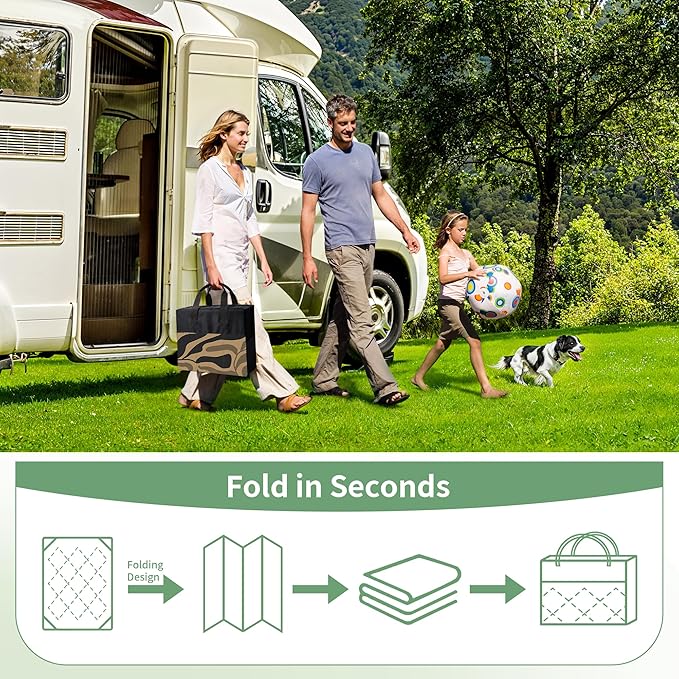 GENIMO Outdoor Rug 6' x 9' Waterproof for Patio Clearance, Reversible Plastic Straw Camping Carpet, Lightweight Mats for Rv, Backyard, Deck, Porch, Picnic, Beach, Balcony, Black & Brown