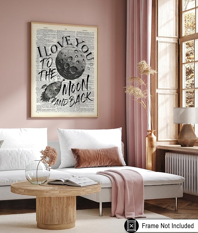 Poster Master Dictionary Art Poster - I Love You To The Moon and Back Print - Motivational Art - Gift for Him, Her & Lovers - Romantic Decor for Dorm, Bedroom or Living Room, 18x24 Unframed Wall Art