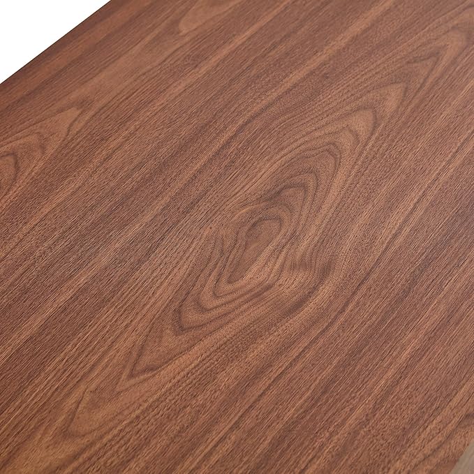 39.37" Coffee Table with Storage, 2-Tier Mid Century Rectangular Accent Table with Thick Tabletop, Rustic Style Cocktail, Center Table for Living Room, Office, Apartment (Walnut)