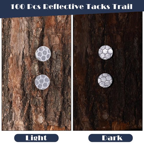 Fullhawl 100 Reflective Tacks Trail Marking Tacks Glow Reflective Mark Trail Markers Thumb Nails for Hunting Hiking Camping Tree Stand (Sliver)