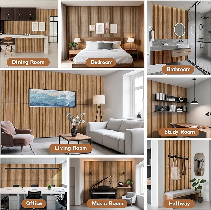 Wood Veneer Acoustic Panels, 4 Pack 47.2”x23.6” Sound Panels, Decorative Large