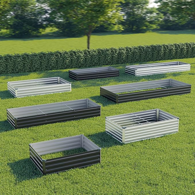 zunatu 12x4x1 ft(2 Pack) Galvanized Raised Garden Bed,Outdoor Planter Box Metal Patio Kit Planting Bed for Vegetables Flowers and Succulents,Black