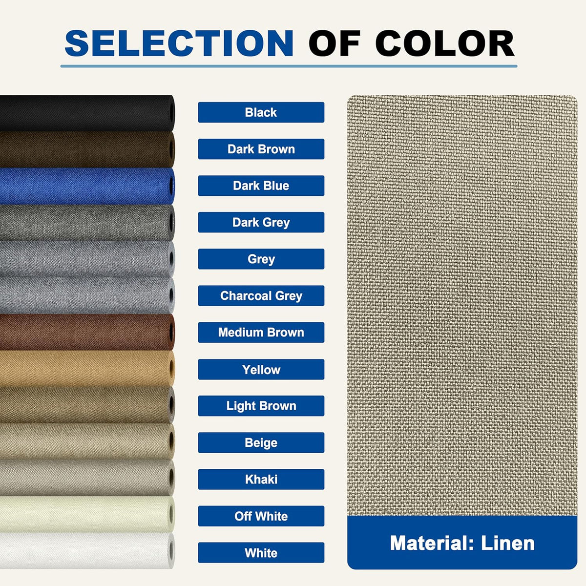 KING MOUNTAIN Linen Repair Patches, Self-Adhesive Fabric Patches, 4 X 63 inch Extra Size, Multi Color, Can be Used for Sofa Repair and Linen Clothes Repair(Khaki1.0