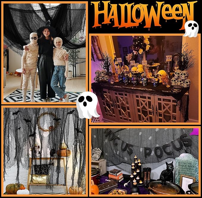 197" x 85" Halloween Creepy Cloth - Halloween Spooky Fabric Cloth - Scary Gauze Blood Creepy Cloth for Haunted House Halloween Party Yard Wall Doorway Outdoors Decoration
