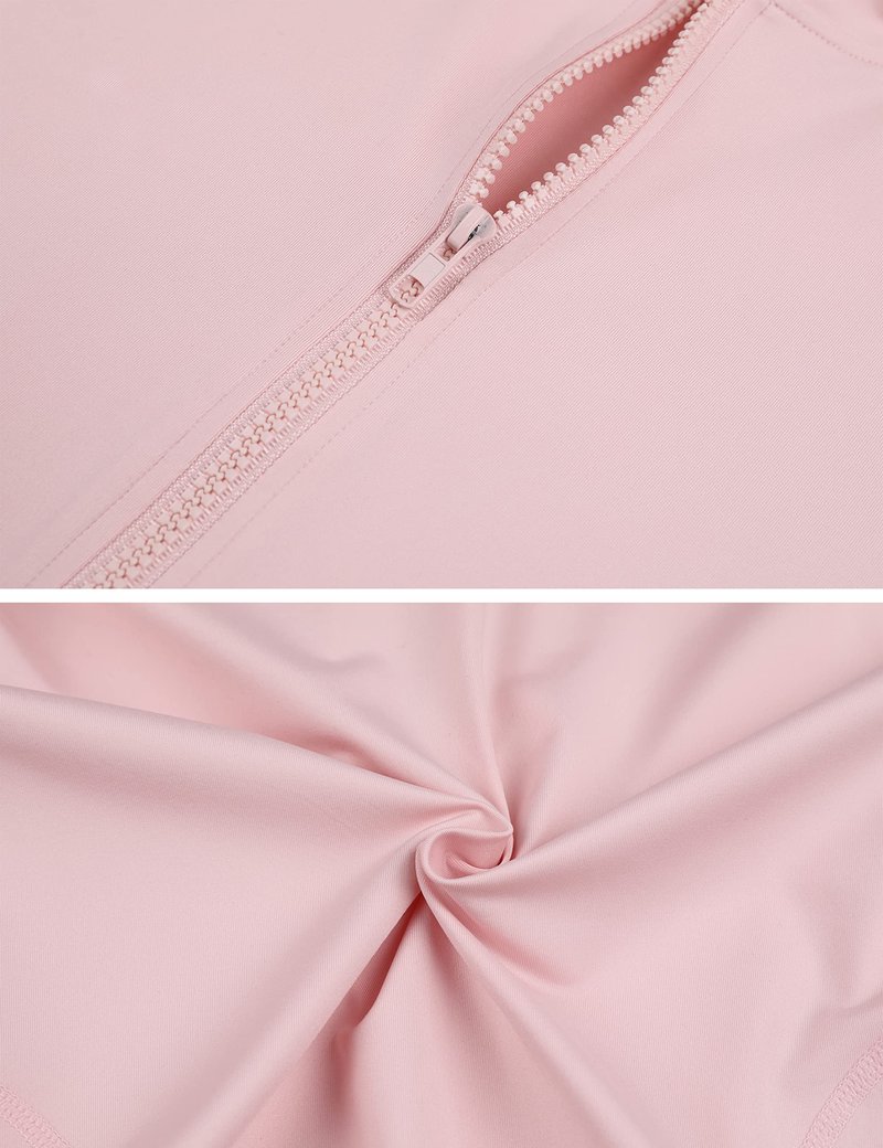 Lviefent Womens Lightweight Full Zip Running Track Jacket Workout Slim Fit Yoga Sportwear with Thumb Holes (Pink-S)