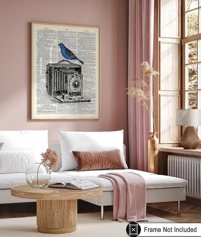 Poster Master Dictionary Art Poster - Antique Camera Print - Bird Art - Photography Art - Gift for Men, Women & Photographer - Chic Decor for Living Room, Bedroom or Office - 8x10 UNFRAMED Wall Art