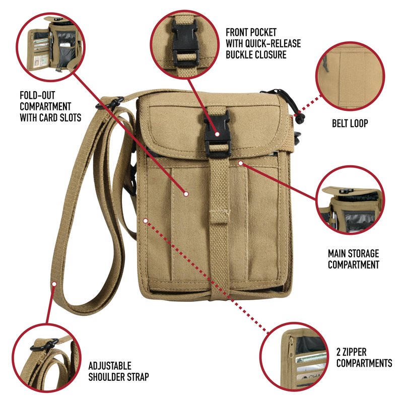 Rothco Heavyweight Canvas Travel Portfolio Bag - Crossbody Shoulder Bag - Olive Drab
