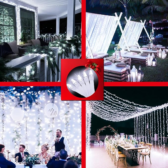 1500 LED Christmas Lights Outdoor Use, 492ft 8 Lighting Modes Fairy Lights for Outside, Christmas Tree Lights Outdoor IP44 Waterproof for Xmas Patio Yard Fence Deck Balcony Garden Decor Cool White