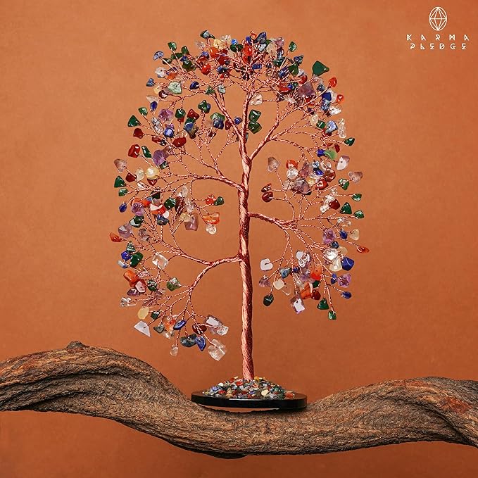 7 Chakara Crystal Trees for Home and Office Decoration, Chakra Healing Crystals Feng Shui Handmade Trees for Positive Energy, Money, Good Luck, Christmas Decor, Birthday Gifts for Women, Mom