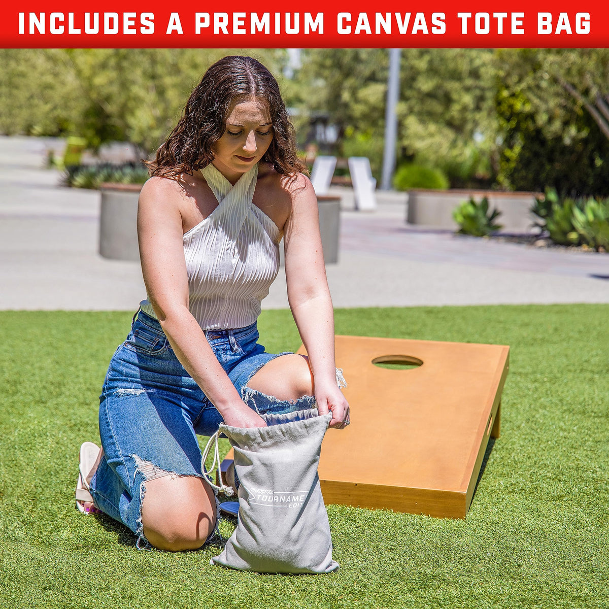 GoSports Dual Sided Cornhole Bean Bags Slide & Stop Regulation Tournament Bean Bags Set of 8